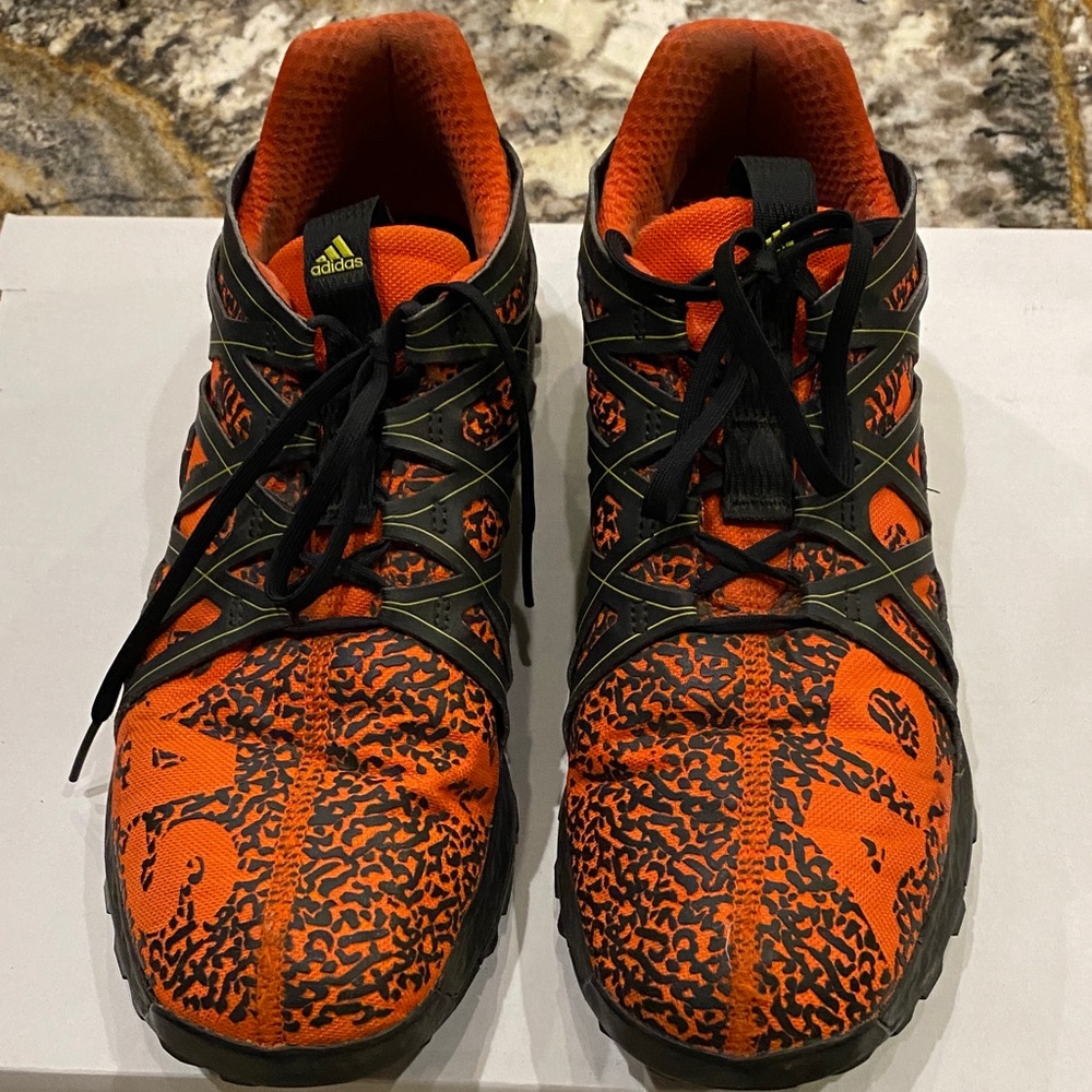 Adidas Bounce Athletic Shoes, Orange and Black, size 11.5.